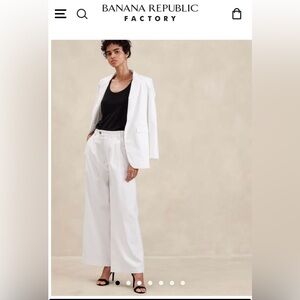 Linen Blend Wide Leg Pants (White)